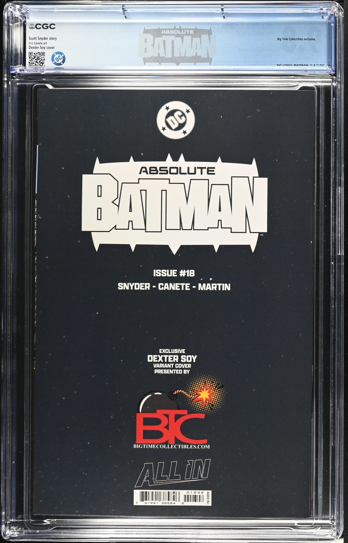 ABSOLUTE BATMAN #18 CGC 9.8 Dexter Soy Megacon 变体版,含定制标签