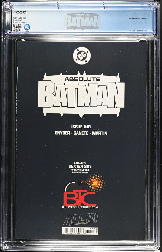 ABSOLUTE BATMAN #18 CGC 9.8 Dexter Soy Megacon Variant with CUSTOM Label