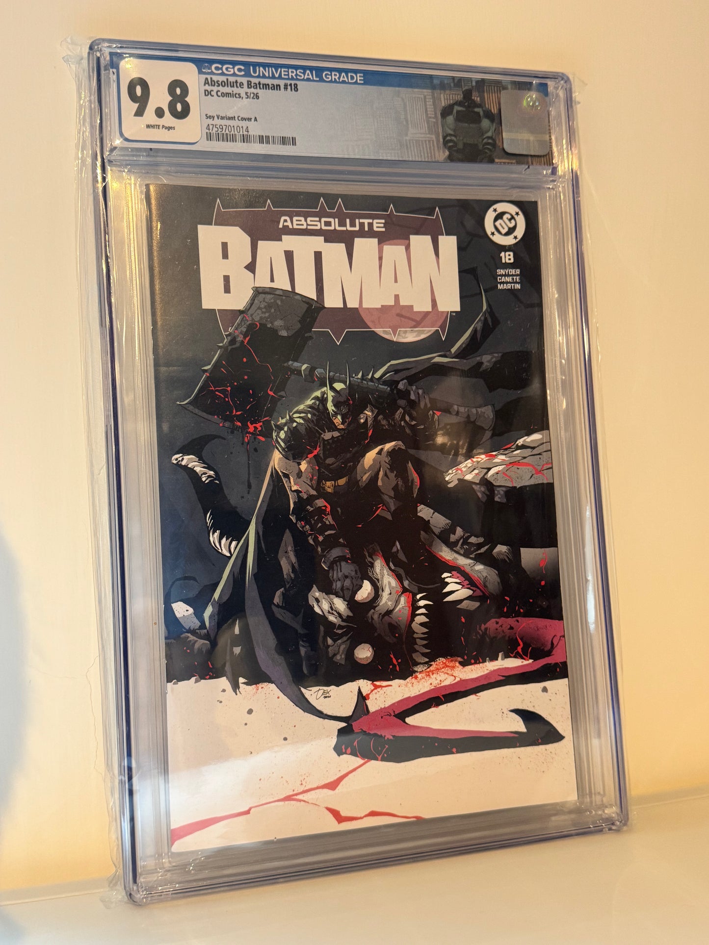 ABSOLUTE BATMAN #18 CGC 9.8 Dexter Soy Megacon 变体版,含定制标签