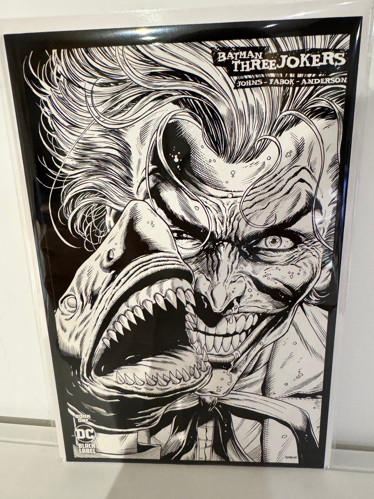 Batman: Three Jokers #1 2nd Printing 1:25 Jason Fabok Joker Shark B&W Variant