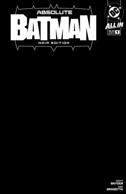 Absolute Batman Noir Edition #1（单发）封面 B 空白版本 | 2024 年 11 月 12 日