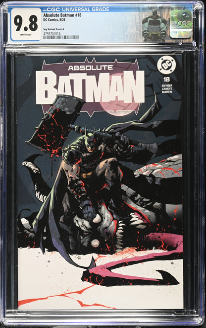 ABSOLUTE BATMAN #18 CGC 9.8 Dexter Soy Megacon 变体版，含定制标签