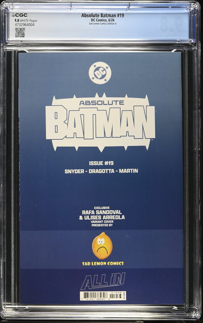 《绝对蝙蝠侠》第19期 CGC 9.8 拉法·桑多瓦尔 (Rafa Sandoval) 变体封面版
