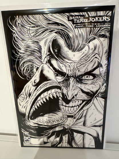 Batman: Three Jokers #1 2nd Printing 1:25 Jason Fabok Joker Shark B&W Variant