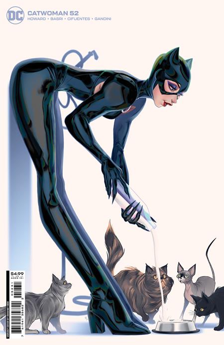 catwoman feeding cats