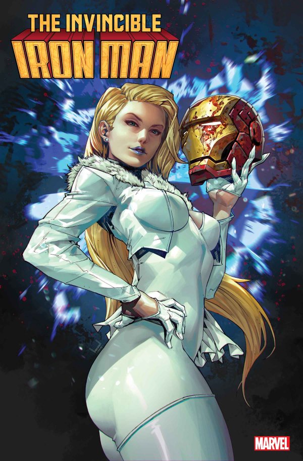 killer frost holding ironman helmet